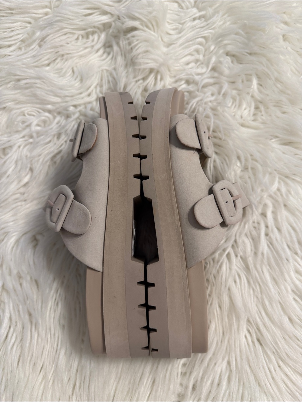 Vionic Taupe Double-Buckle Platform Slide Sandals size 7 BNWOT - Picture 7 of 12